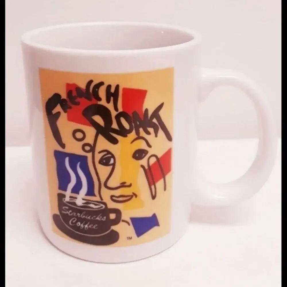 Rare Starbucks French Roast Abstract Face Coffee Cup Mug